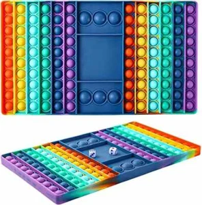Zwei Würfel zwei Spieler Silikon Blase Regenbogen Schachbrett Push Pop Spiel Fidget Toy - Bild 1 von 12