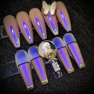 Blue Aurora Chrome Iridescent Nail Powder Shimmer Ultraviolet Mirror Glimmer - Picture 1 of 8