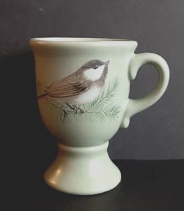 Pfaltzgraff Winterwood Green Footed mug Bird, Pine, Holly 5" tall Replacement - Picture 1 of 11