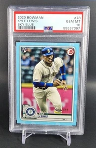 2020 Bowman Kyle Lewis Sky Blue #78 RC /499 PSA 10 - Picture 1 of 2