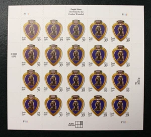 PURPLE HEART : SCOTT # 4032 - 39¢ MINT SHEET MNH. BCV $21.50 / 103900 - Picture 1 of 2