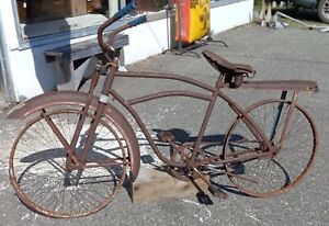 Antique 1940s 26" Boys Firestone Super Cruiser Springer Rusty Rat Rod Bicycle