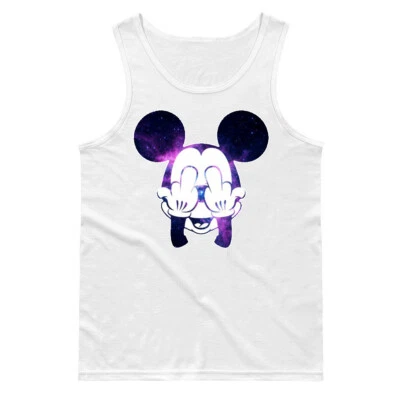 Camiseta sin mangas Mickey Middle Finger Galaxy para hombre divertida Disneyland viaje de vacaciones regalo Foto 1 de 3