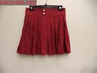 NWT - Chouyatou Women's Dark Red Double Waist Side Buttons Pleated Skirt, Size S