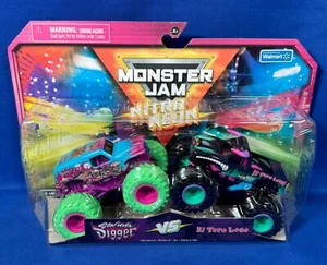 ALIEN INVASION & MEGALODON - Monster Jam NITRO NEON 2-Pack 1/64 Scale WALMART - Picture 1 of 7