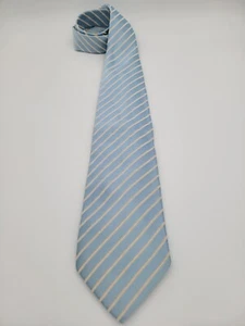 CHARLES TYRWHITT Silk Tie Sky Blue w/ Silver Yellow Stripes ~ A148 - Picture 1 of 5