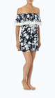 Michael Kors Beach dress off shoulder black /white floral print size medium