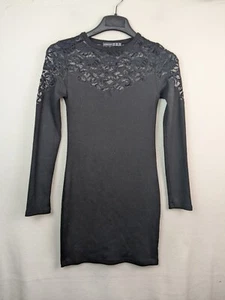 Atmosphere Ladies Size 12 Black Lace Detail Long Sleeve Bodycon Dress - Picture 1 of 11