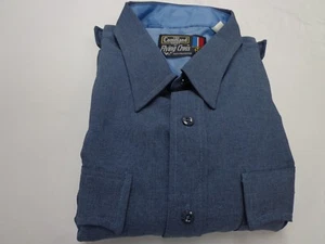 NEW Flying Cross French Blue Hidden Zipper Uniform Shirt Polyester 18-32/33 - Picture 1 of 7