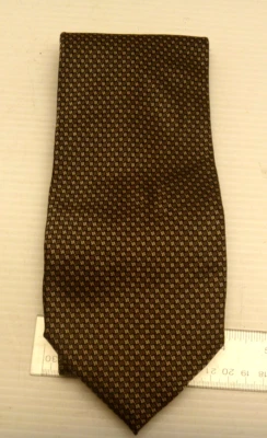 Corbata Bergamo New York 100 % seda negra/marrón/beige estampado geométrico X-largo 65" Foto 1 de 4