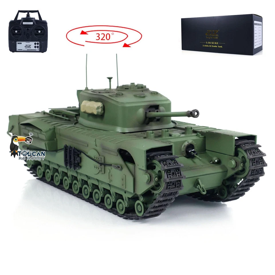 1/16 Tongde RC Tank Churchill Mk.VII Electric Infrared Battle Toys Barrel Recoil - Image 1 of 4
