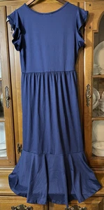 Vestido para mujer Reborn J azul marino pequeño con volantes dobladillo y manga cápsula básica modesto - Imagen 1 de 13
