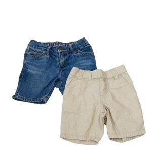 Lot of 2 Pair of Girls Bermuda Shorts Size 4 Denim Khaki - Picture 1 of 7