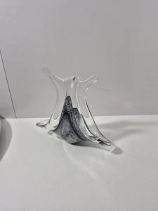Vintage Hand Blown Art Glass Napkin Holder Light Grey Center Unique Design - Bild 1 von 17