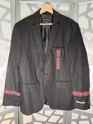 Blazer INC Hombres Talla M - Lino Negro Profundo Track Star Milán Calce Ajustado A Rayas Acentos Foto 1 de 4