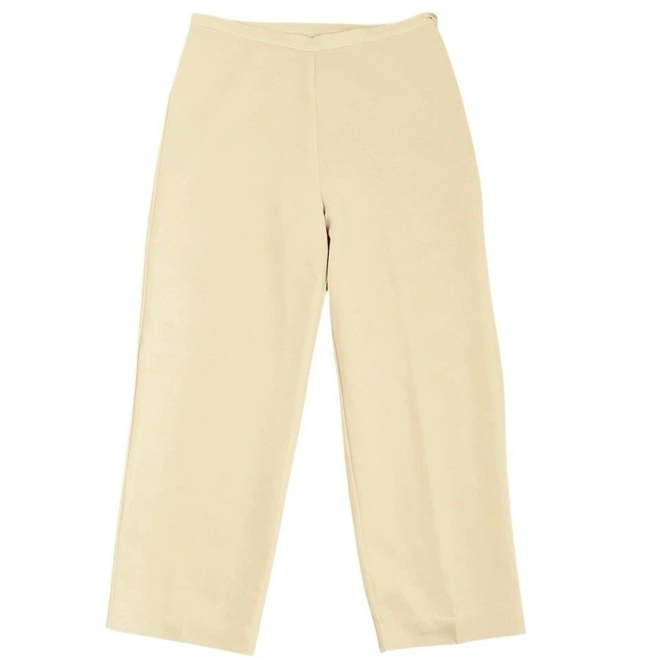 Calça Vintage Bob Mackie Studio Amarela Manteiga Tamanho 12 Cintura Alta Forrada - Imagem 1 de 4