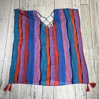 Novo com etiquetas Palisades Beach Club Swim Cover up listra escovada e bambu pacote com 2 M/G - Imagem 1 de 4