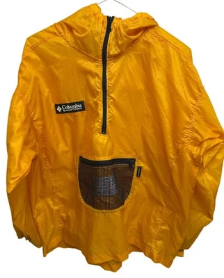 Columbia Boy's Sz.14-16 Windbreaker Rain Jacket Packable Yellow Hood Half Zip - Image 1 of 4