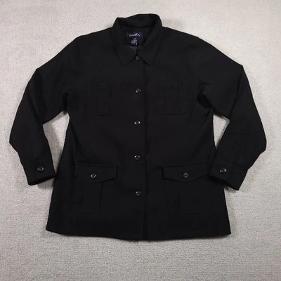 Denim & Co. Chaqueta Para Mujer Grande Negra Forrada 4 Bolsillos Informal Tejida Chamarra Foto 1 de 4