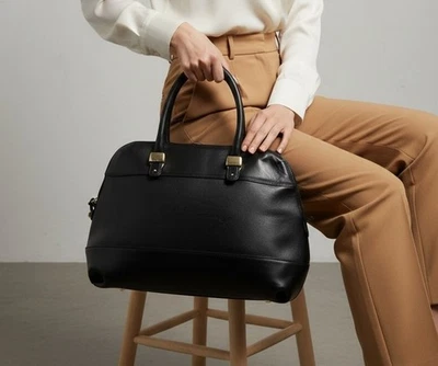 Gattinoni Schwarz Leder Hobo Einkaufstasche Beuteltasche Handtasche Made in Italy - Bild 1 von 4