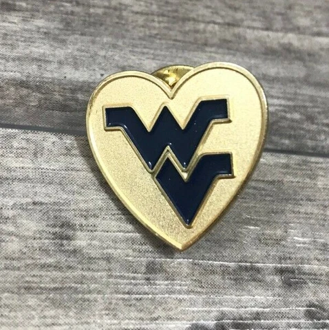 West Virginia Mountaineers WV Heart Lapel Hat Backpack Bag Pin Cover