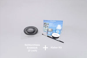 Set: Seildurchlass Endstück (2 Loch) + Kleber Kit, Halteseile Schlauchboot Öse - Bild 1 von 11