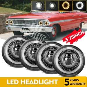 4PCS For Ford Galaxie 500 1962-1974 5 3/4" 5.75" LED Headlight Start-up Halo DRL - Foto 1 di 11