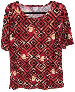 BNWT LuLaRoe Plus Size L (12/14) Gigi RARE LEGGING FABRIC Christmas Santa Top - Picture 1 of 8