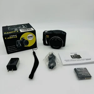 Cámara digital Ultra HD de 48 MP negra con pantalla de 3 pulgadas 128 GB de almacenamiento 2,7K - Imagen 1 de 24