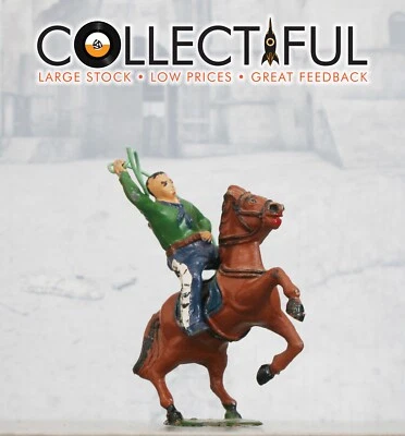 FIGURA DE PLOMO TIMPO VINTAGE - VAQUERO MONTADO A CABALLO CON LAZO - ¡RARO! 🔥 317 Foto 1 de 4