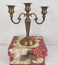 Vintage Heavy Lacquered Solid Brass Candelabra Sophisticated MCM Handcrafted 