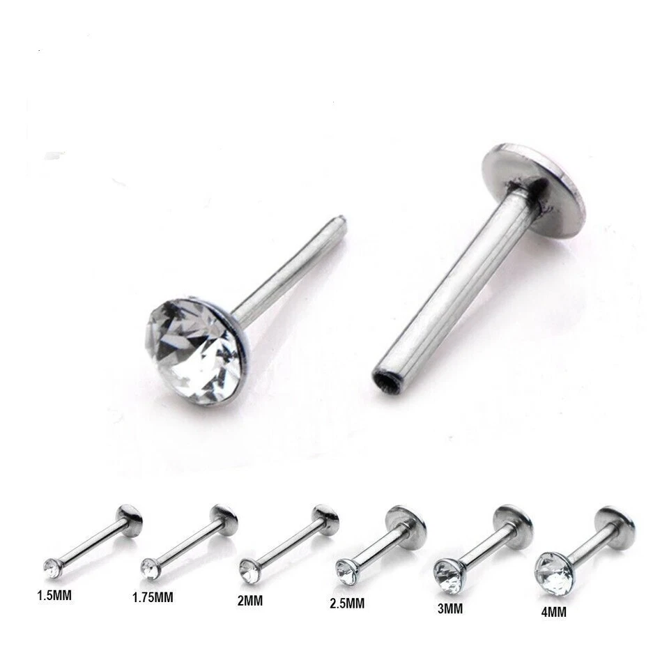 Pin de empuje Labret tachuelas sin hilo labio, nariz, surtido piercing de oreja 18G 16G Foto 1 de 1