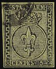 1852 Parma 5 Cent Giallo Arancio Firmato Sassone 1