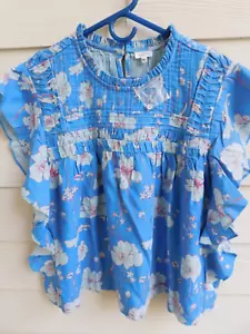 Anthropologie Eze Sur Mer Sables Blue Blouse Size Medium New MSRP $124 Free Ship - Picture 1 of 11