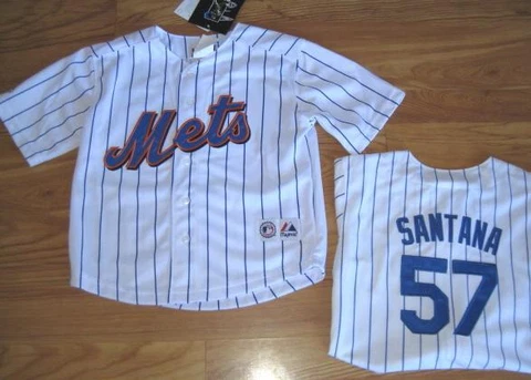 AUTHENTIC NEW YORK METS SANTANA JERSEY MAJESTIC 5/6 6 T TODDLER YOUTH PIN STRIPE Cover