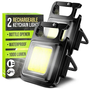 2x Pocket Torch Key Ring Light USB Rechargeable Mini LED Torch Gift Set - Picture 1 of 6