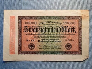 Billete antiguo Reich veinte mil 20000 marcos 20 de febrero de 1923 162645 - Imagen 1 de 2