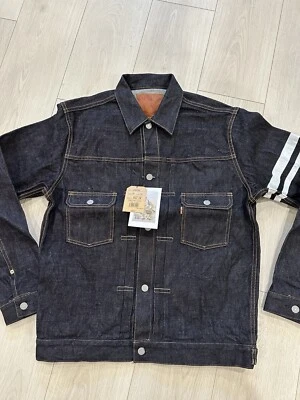 Chaqueta de mezclilla Momotaro Jeans 2105sp Tipo II ribete índigo enjuagado 15,7 oz 44 Foto 1 de 4