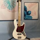 5-Strings White JB Electric Bass Solid Maple Fretboard Active Pickups 20 Frets