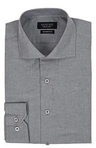 Slim / Tailored Fit Extra Spread Collar Mens Grey Dress Shirt Wrinkle-Free AZAR - Picture 1 of 5
