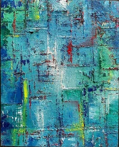Abstract Figurative Oil Painting/Ocean Expressionism/Blue/Art/Wall decor/Texture - Picture 1 of 3