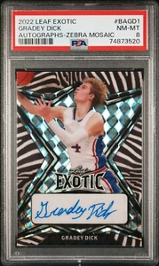 PSA 8 - GRADEY DICK #'d 4/7 Auto - 2022 Leaf Exotic Autograph - ZEBRA MOSAIC - Picture 1 of 2