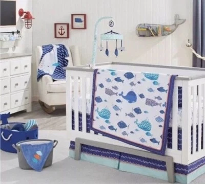 Juego de ropa de cama para cuna Koala Baby All Ashore 5 piezas incluye funda de almohadilla móvil/cambiadora nuevo Foto 1 de 4