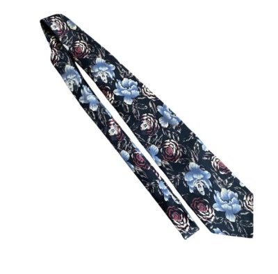 Corbata de seda Walt Disney caras ocultas gruesa ancha Mickey Mouse flores oscuras corbata para el cuello Foto 1 de 4