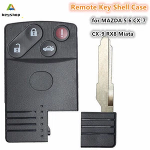 Fits MAZDA 5 6 CX-7 CX-9 RX8 Miata 4 Button Smart Card Remote Key Shell Case Fob - Imagen 1 de 5