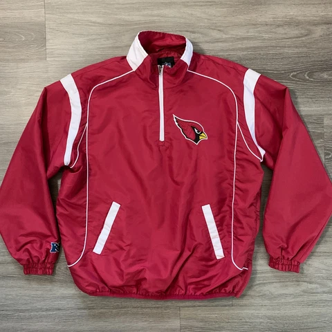 NFL Arizona Cardinals Pullover Jacket 1/4 Zip Mens XL Sewn Logo 2 Sided Red Cover