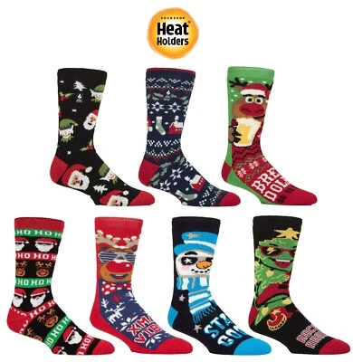 Christmas Socks Mens Thermal 1.6 TOG Lite 1 Pair Xmas Gift SOCKSHOP HEAT HOLDERS - Image 1 of 4
