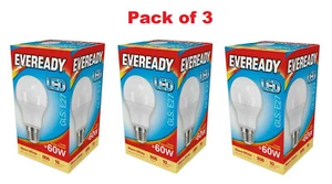 E27 EVEREADY LED Lamp 60W Light 8.8W Consumption Warm White 3000K x 3 - Picture 1 of 2