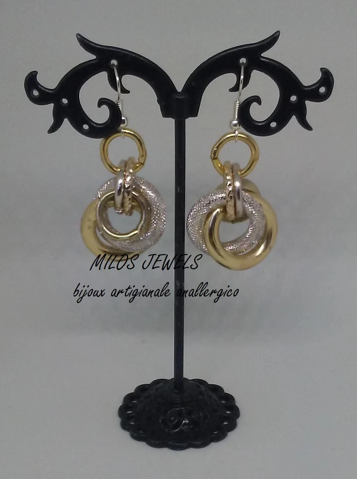 orecchini donna in alluminio color argento ed oro - Immagine 1 di 1