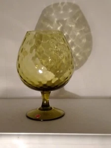 Empoli X Large VTG Goblet Diamond Optic Pedestal Compote Celery Avocado Italy  - Picture 1 of 1